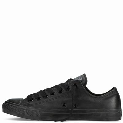 Converse Chuck Taylor All Star Mono Leather Low Tops Womens - Black Shoes (163XQVDN)